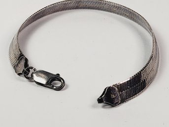 Silky Smooth Sterling Silver Flat Snake Herringbone Bracelet