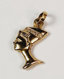 14k Yellow Gold Queen Nefertiti Bust Head Ancient Egyptian Double Sided Pendant / Charm