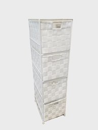 Small White 4-drawer Woven Storage Cabinet