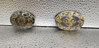 2 Beautiful Vintage  Art Deco Style Enamel Pins