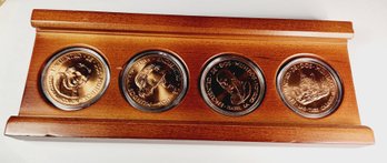 WOW... 1992 QUINCENTENNIAL 4 BRONZE MEDALLION COLUMBUS DISCOVERY OF AMERICA SET