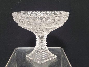 Antique Cut Crystal Pedestal Candy Dish Bowl