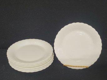 Seven Vintage Mikasa White Silk Bone China 7.75' Plates