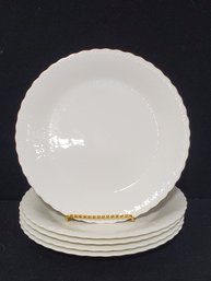 Five Vintage Mikasa White Silk Bone China Dinner Plates