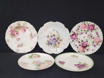 Five Antique & Vintage Hand Painted Porcelain Plates Including Rosenthal