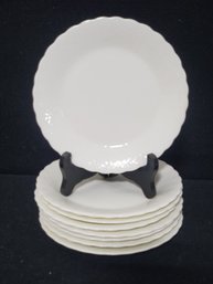 Eight Vintage Mikasa White Silk Bone China Bread & Butter 6 7/8' Plates