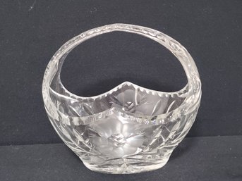 Vintage Bride's Lead Crystal Etched Cut Large Clear Glass Flower Basket