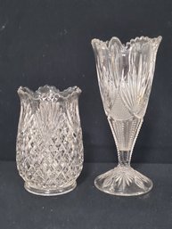 Two Vintage Cut Glass Flower Vases