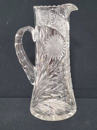 Beautiful Antique Victorian Heavy Cut Glass Pitcher