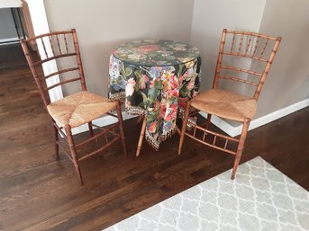 Vintage Bistro Set With Custom Made Table Cloth And Glass Top