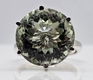 Prasiolite Ring In Platinum Over Sterling