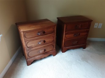 Antique Dove Tailed Wood Night Stands