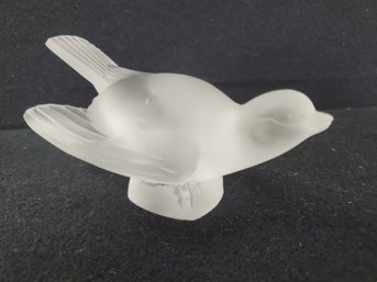 Vintage Signed Frosted Glass Lalique France Bird Figure, Sparrow, Blue Bird, Swallow Figurine (lot A)