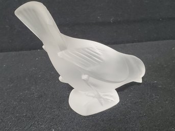 Vintage Signed Frosted Glass Lalique France Bird Figure, Sparrow, Blue Bird, Swallow Figurine (lot B)