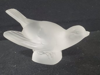 Vintage Signed Frosted Glass Lalique France Bird Figure, Sparrow, Blue Bird, Swallow Figurine (lot C)