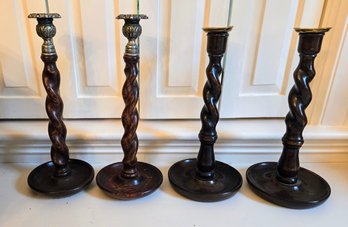 Gorgeous Antique Barley Twist Candlesticks (2 Sets - 4 Total)