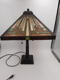 Contemporary Arts And Crafts Style Geometric Stained-Glass Table Lamp- NO SHIPPING