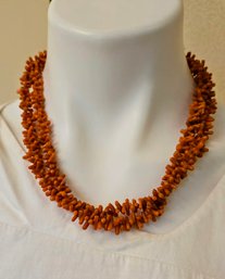 2 Vintage Natural Coral Branch Beaded Necklaces With A Fishhook Metal Clasp