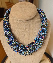 African Zulu Hand Threaded Cluster Seed Bead Necklace