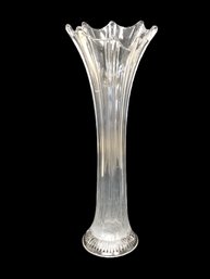 Vintage 18' Clear Glass Swung Vase With Star Base