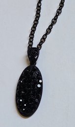 Stunning Vintage Victoria/Art Deco Design Black Pave Crystal Pendant Necklace