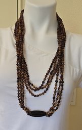 Long Multi-layered Handmade Necklace With Large Accent Bead