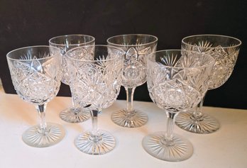 Stunning Bohemian Czech Cut Crystal Wine Glasses 6 Total