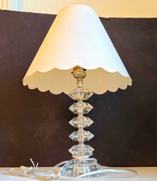 MCM Style Stacked Crystal Parlor Lamp With A Sweet Petal Edge Paper Shade