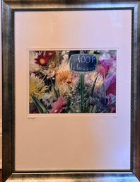 Framed French Flower Market Photo In Romantic Shades Of Blue And Red