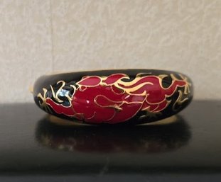 Joan Rivers Enamel Hinged Bangle Bracelet In Black/gold/red