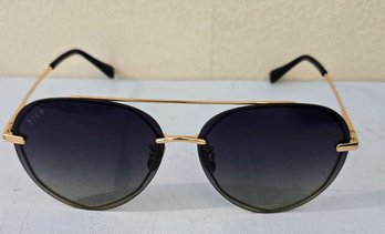 DIFF Aviator Sunglasses In Black With Gold Trim