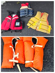 Assorted Life Jackets - Total Of 5 Items With 2 Coast Guard Preservers