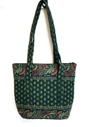 Retired Vera Bradley Dark Green Villager Medium Tote Handbag