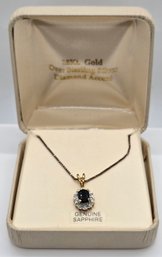 Genuine Sapphire, Diamond Accent Pendant Necklace In 18k Gold Over Sterling