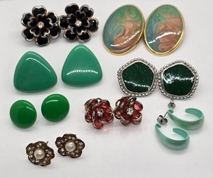 8 Pair Of Vintage Pierced Earrings