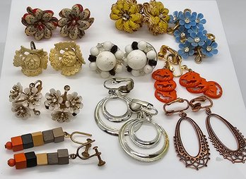 10 Pair Of Vintage Clip-on Earrings