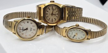 3 Goldtone Timex Watches