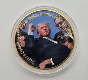 Donald Trump Assassination Attempt Commerative Coin In Case