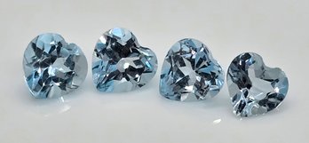 4 Blue Topaz Hearts