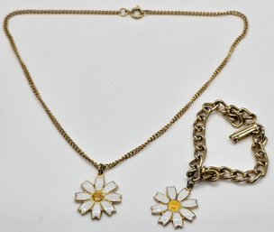 Sarah Coventry White Daisy Necklace & Bracelet