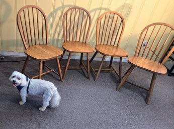 Four Solid Wood Oak Chairs....gently Used And Very Sturdy