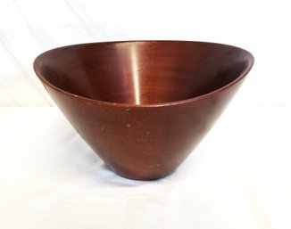 Vintage MCM Turned Walnut Wooden Serving Bowl