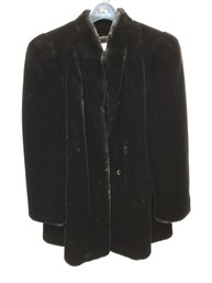 Stunning Vintage Intrigue Luxury By Glenoit Black Faux Fur Lined Coat Size 10