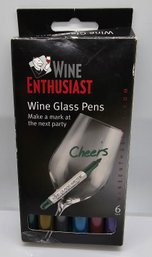 6 Wine Glass Pens In Assorted Colors