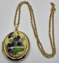 Peruvian Lily Locket In Goldtone