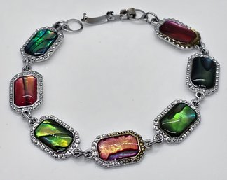 Vintage Pastel Abalone Shell Links Bracelet