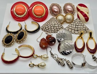 14 Pair Of Vintage Pierced Earrings