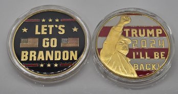 President Trump Double Sided Challenge Coin In Case