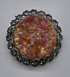 Stunning Multi-Color Brooch With Large Stone