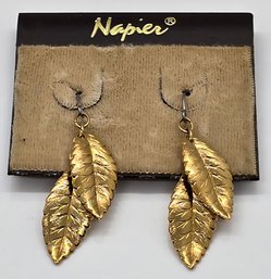 Vintage Napier Feather Dangle Earrings